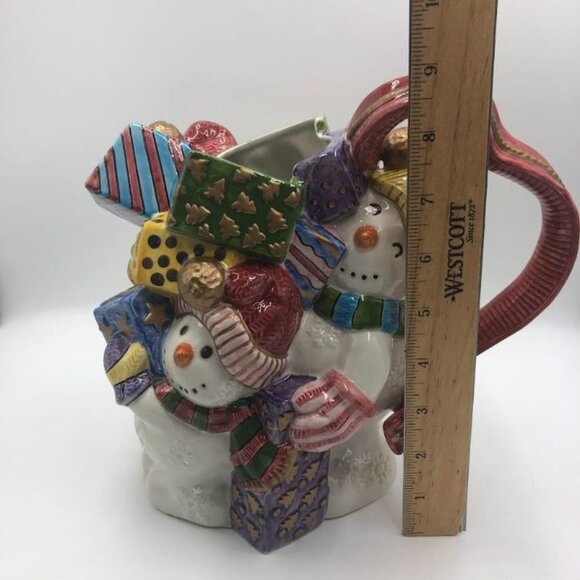 Vintage Fitz & Floyd Discontinued Snowman Christmas Ceramic Pitcher - Picture 12 of 14